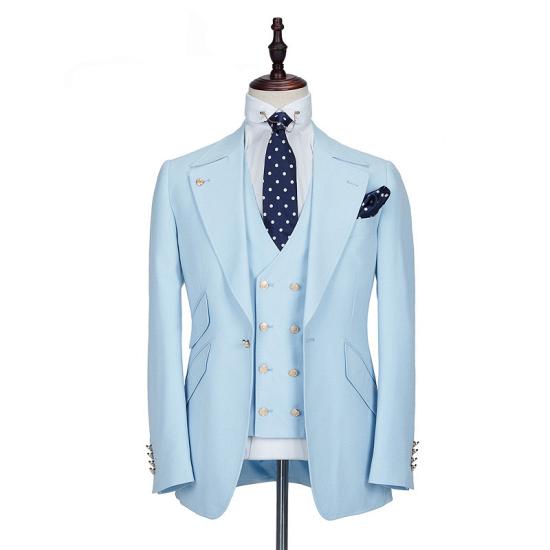 Elegant Shape Sky Blue Stylish Peaked Lapel Best Fit Men Suit for Prom_5