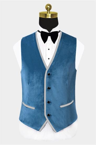 Jaxon Newest Cerulean Blue Velvet Tuxedo | Three Pieces Close Fitting Men's Suit_2