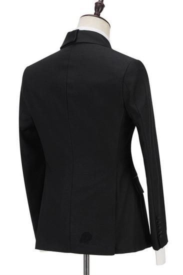 Stylish Black Peaked Lapel Fashion Slim Fit Side One Button  Formal Business Men Suits_2