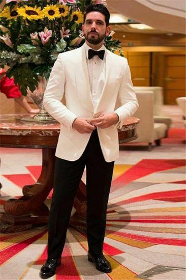 Kael Handsome White One Buttons Shawl Lapel Slim Fit Wedding Suits