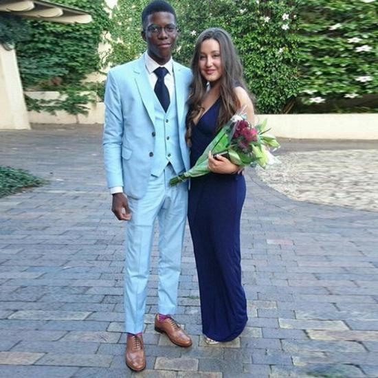 Hugo Stylish Blue Slim Fit Three-Piece Men's Prom Suits_2