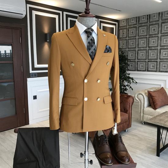 Wilder Fashion Yellow Double Breasted Business Bespoke Men Suits For Business_2