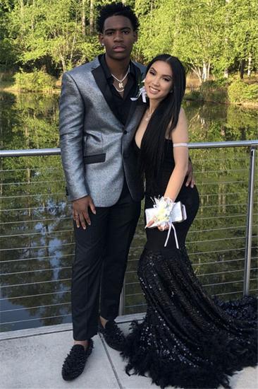 Quinlan Newest Silver Sequins Notch Lapel Slim Fit Prom Party Suits_1
