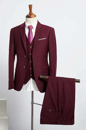 Zeno Stylish Burgundy 3 Pieces Slim Fit Tailored Suit For Business_1