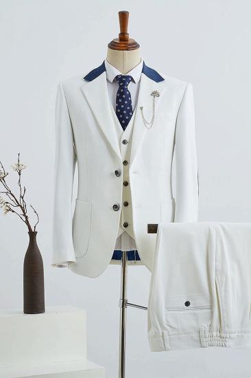 Nolan Stylish White 3 Pieces Slim Fit Business Suit For Men_1
