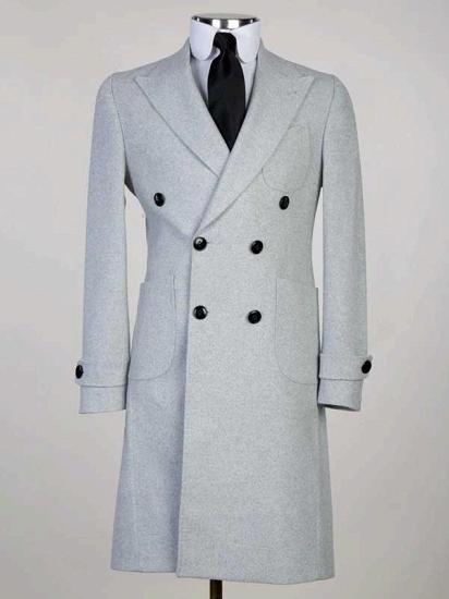 Grey Men’s Wool Blend Long Coat