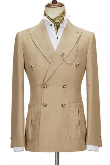 Chic Simple Champagne Peaked Lapel Double Breasted Men Suits