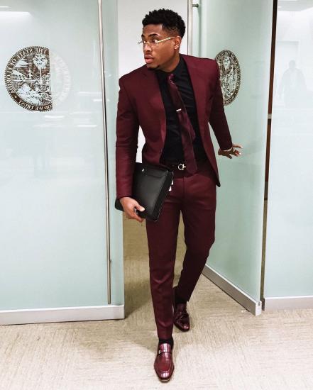 Magnus Stylish Burgundy Mens Business Suits | Slim Fit One Button Prom Outfits_2