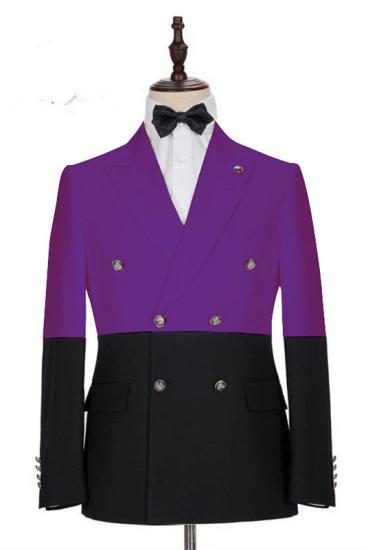 New Arrival Purple Double Breasted Peaked Lapel Prom Men Suits Online