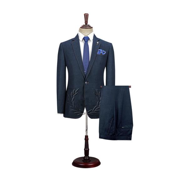 Titos Popular Dark Navy One Button Men Suits With Notched Lapel_5
