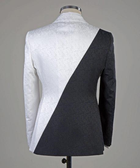Latest Design White And Black Double Breasted Peaked Lapel Slim Fit Men Suits_2
