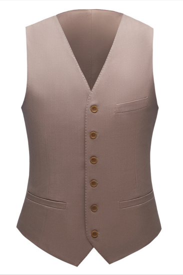 Fashionable notch lapel slim fit nude pink solid men's formal suit_3