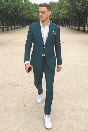 Orion Trendy Dark Green Peaked Lapel Slim Fit Men Suit for Prom_1