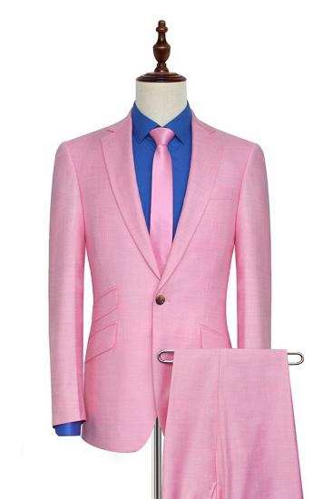 Fashion Candy Pink Three Slant Pockets Mens Suits | Fashion Business Suits for Office_2