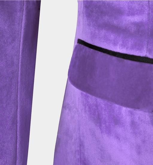 Zane Purple Velvet Tuxedo with Peak Lapel | Three Pieces Slim Fit Prom Men Suits_4