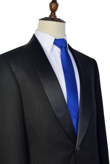 Happ Chic Black Small Check Pattern Jacquard Mens Suits For Wedding And Prom_4