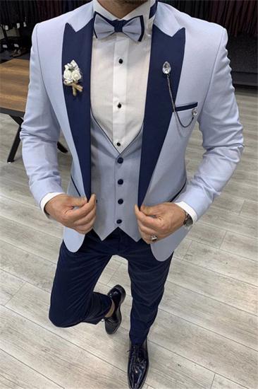 Amelia Sky Blue Slim Fit Peaked Lapel Three Pieces Men Suits_1