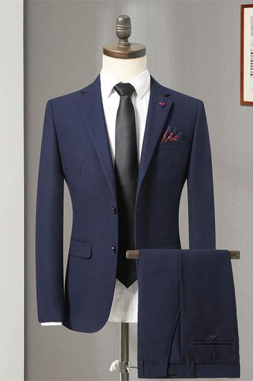 Popular Navy Blue Notched Lapel Best Fitted Men Suits_1