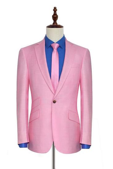 Fashion Candy Pink Three Slant Pockets Mens Suits | Fashion Business Suits for Office_1
