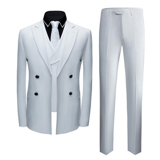 Fashion White Notched Lapel Double Breasted Formal Men suits | Prom suits_3