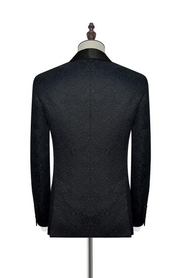 Thaddeus Classic Black Jacquard Wedding Tuxedo for Men |  One Button Wedding Suits With Silk Shawl Lapel_2