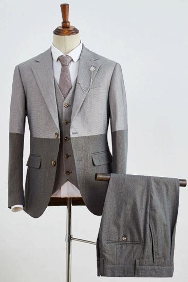 Isabella Chic Gray 3 Pieces Notched Lapel Slim Fit Business Suit