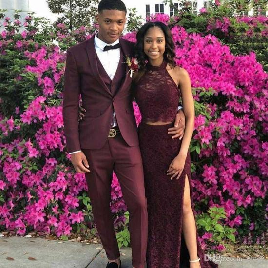 Evander Slim fit Burgundy Men Prom Outfits With Shawl Lapel_2