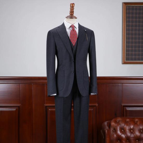Martine Classical3 Pieces Notched Lapel Slim Fit Tailored Business Suit For Men_2