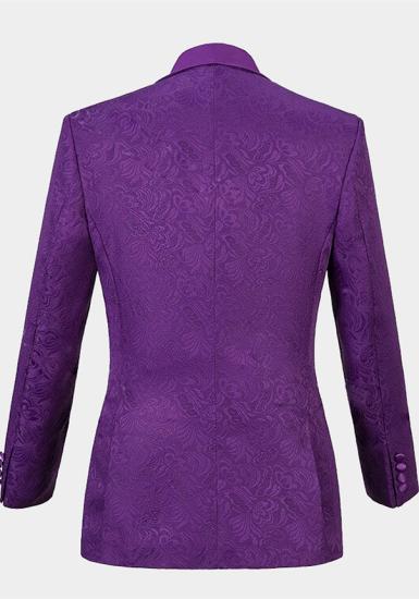 Advanced Jacquare Violet Men Suits | 3 Pieces Prom Suits_2