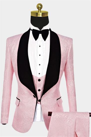 Unique Candy Pink Jacquard Tuxedo | Prom Suits for Guys sale