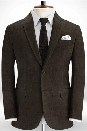 Latest Design Brown Two Pieces Prom Tuxedo | Corduroy Formal Business Men Suits