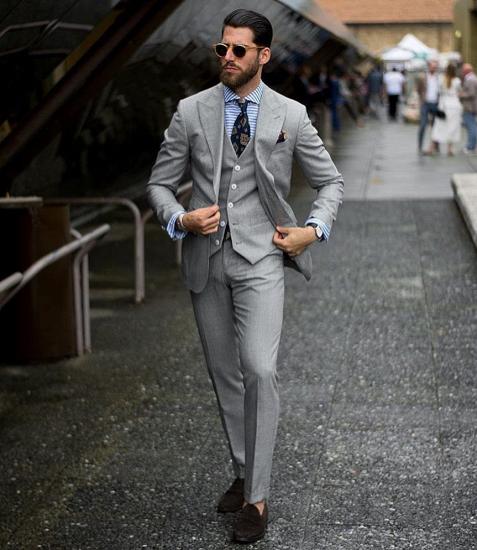 Thaddeus Elegant Grey Bespoke Three-Piece Business Suits_2