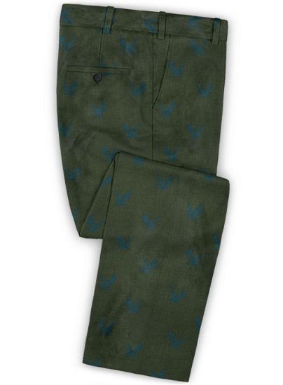 Osiris Bespoke Printed Dark Green Suits for Men | New Prom Men Suits with Black Lapel_3