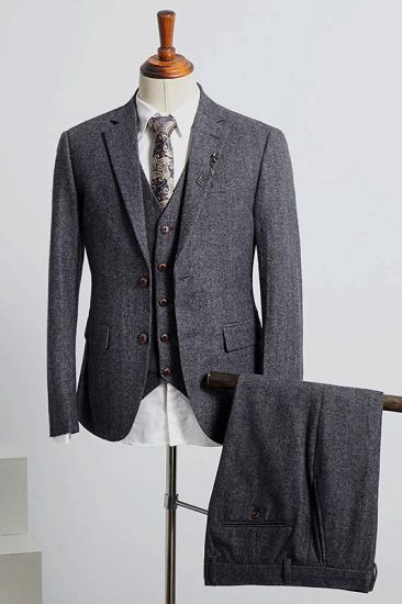 Philippe Popular Dark Gray Notched Lapel 2 Button Slim Fit Business Suit