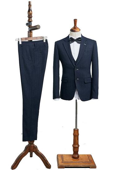 Chloe Chic Navy Blue Striped 3 Pieces Notched Lapel Business Suit