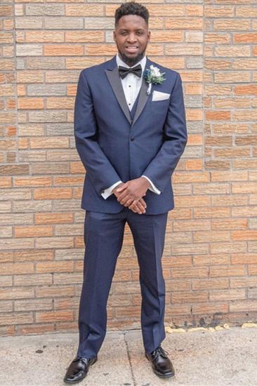 Victoria Smart Dark Navy Peaked Lapel Three Pieces Wedding Men Suits_1