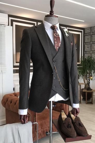 Wilder Fashion Black 3-Pieces Notched Lapel Men Suits For Business_1