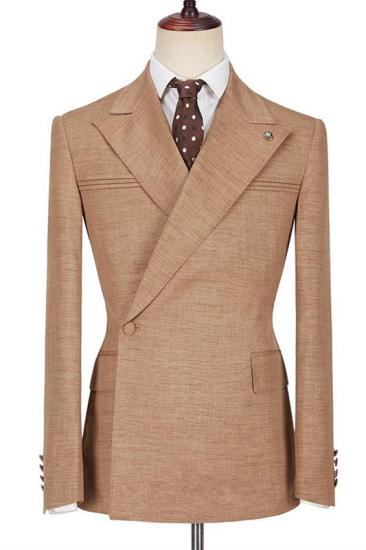 Stylish Peaked Lapel Ruffles Slim Fit Formal Men Suits With One Side Button