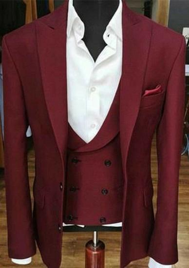 Fashion Peak Lapel Three Pieces Wedding Suit | Formal Prom Suits Tuxedo
