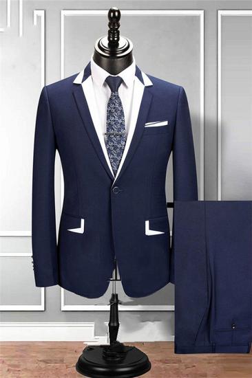 Classical Navy Blue Notched Lapel 2 Pieces Tuxedo | Mens' Suis for Groomsman