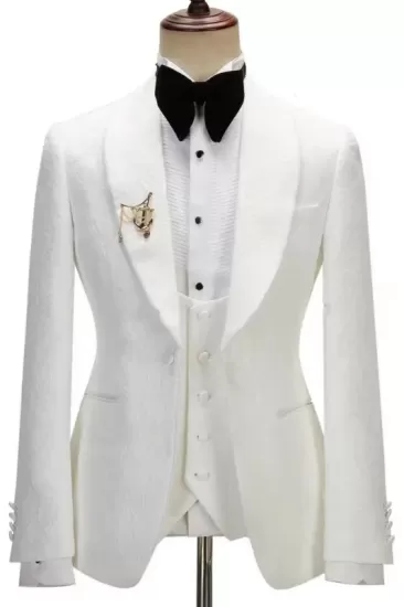 white-jacquard-three-pieces-wedding-suits