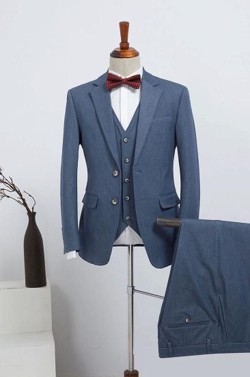 Noah Glamorous Affordable Blue 3 Pieces Slim Fit Custom Business Suit_1