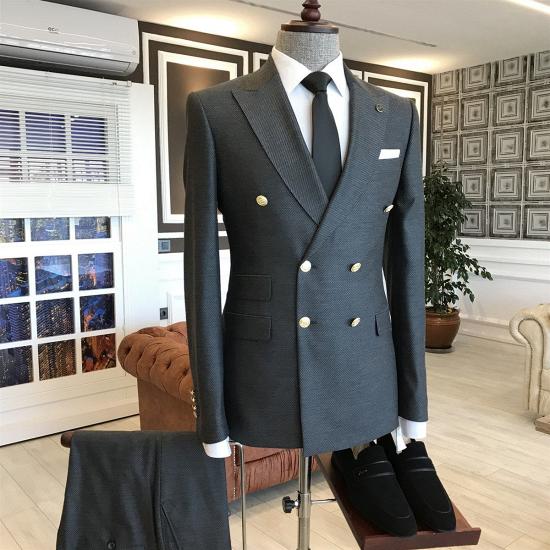 Livia Black Peaked Lapel Double Breasted Slim Fit Formal Menswear_2