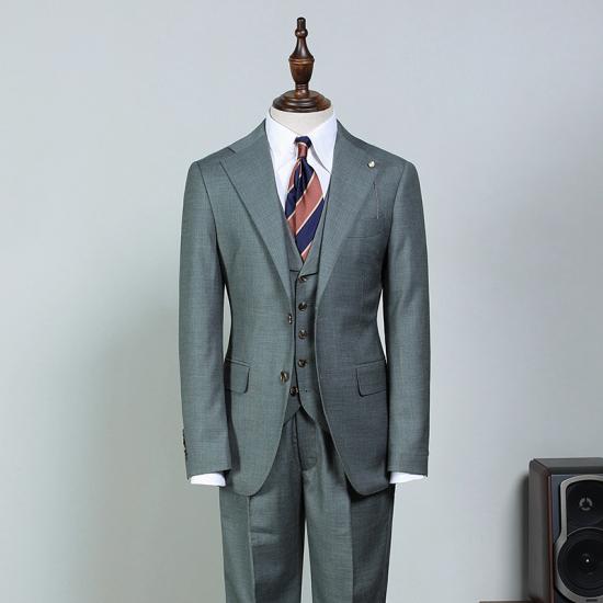 Nero Traditional Dark Gray Small Plaid 3 Pieces Slim Fit Business Suit_2