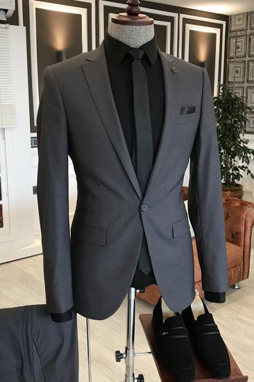 Legend Gentle Black Notched Lapel One Button Slim Fit Suits For Men Business_1