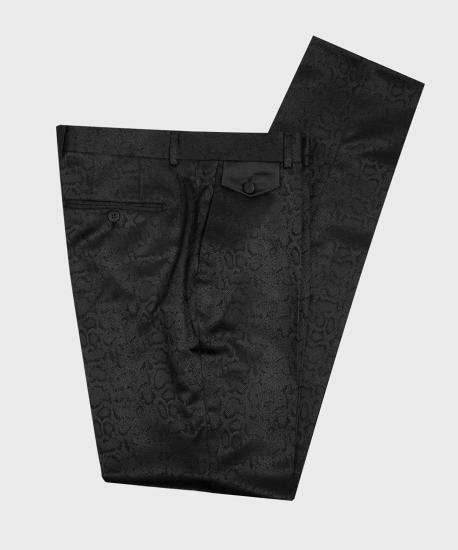 Black Jacquard Peaked Lapel Double Breasted Men Suits | Happnessmall_4