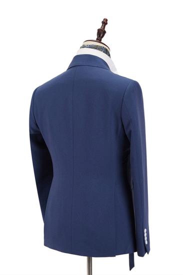 Gentle Dark Blue Peaked Lapel Slim Fit Men Suits for Business_3