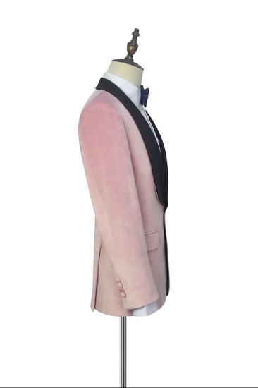 Handsome Pink One Button Wedding Tuxedos | Black Silk Shawl Lapel Prom Suits for Men_3