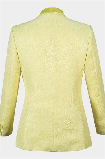 Chic Yellow Jacquard Three Pieces Shawl Lapel Prom Tuxedo_2