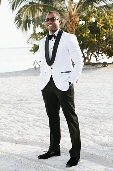 Jaxon Handsome White Shawl Lapel Two Pieces Wedding Men Suit_1